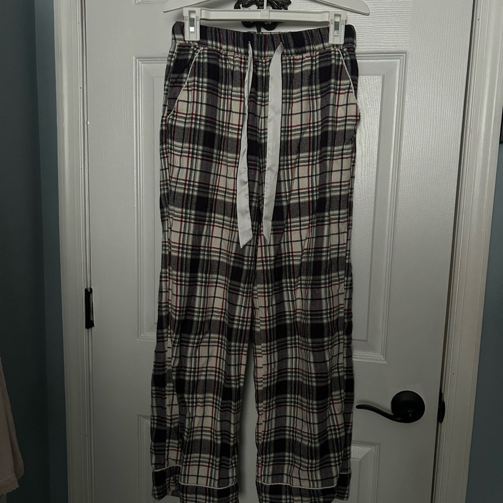 navy plaid sleep pants